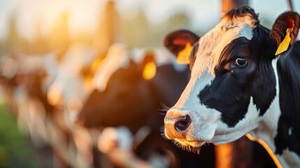 Automated milking of cattle in modern dairy barn on large scale farm with advanced technology