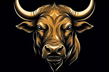 Zelfklevend Fotobehang a close up of a bull's face © Ion