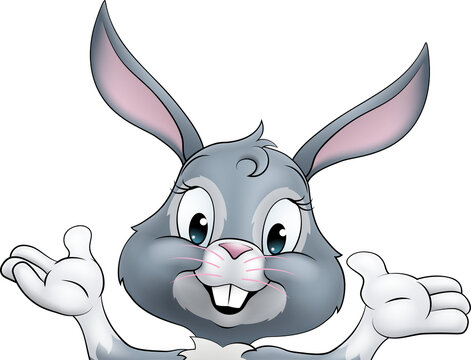 recommend clip art: Easter Bunny Rabbit Cartoon Character Peeking Sign