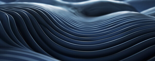 Elegant dark blue silk fabric. blue abstract 3d wave background. - obrazy, fototapety, plakaty