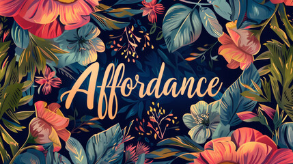A person presents the word "Affordance" on a colored background in an image.