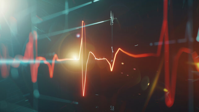 Abstract heartbeat pulse with a digital overlay, symbolizing technology in healthcare.