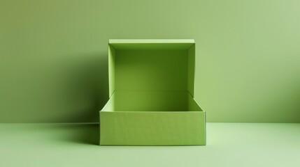 Empty clean green box from inside, monochromatic style, graphic resource.