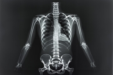 Medizinische Diagnostik: Röntgenaufnahme eines Skeletts - obrazy, fototapety, plakaty