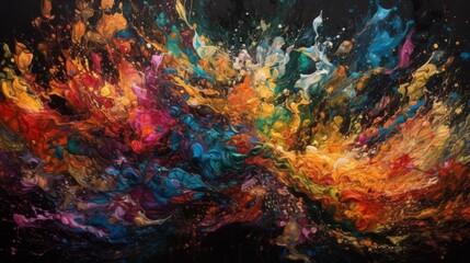 A captivating abstract painting with swirling colors that evoke a sense of chaos and beauty in motion