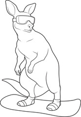 Kangaroo Snowboard Winter sports Animal Vector Graphic Art Illustration