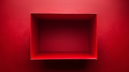 Empty clean red box from inside, monochromatic style, iperrealistic , concept, mockup, graphic resource.