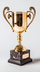 gold cup award on white background