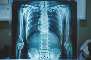 Medizinische Diagnostik: Röntgenaufnahme eines Skeletts - obrazy, fototapety, plakaty
