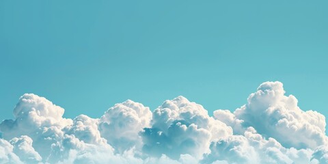 Expansive view of a sunlit cloudscape against a vivid blue sky, evoking a sense of tranquility and freedom - obrazy, fototapety, plakaty