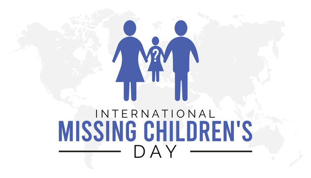 International Missing Children's Day observed every year in May 25. Template for background, banner, card, poster with text inscription.