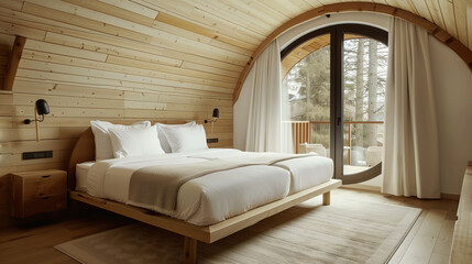 interior of a bedroom in modern scandinavian style