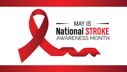 National Stroke awareness month observed every year in May. Template for background, banner, card, poster with text inscription.