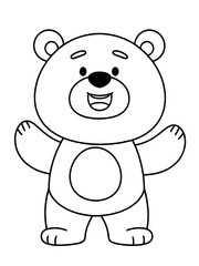 Obraz na płótnie Canvas Cartoon bear with a smiling expression black line art A cartoon bear sketch for the coloring page Kids activity book 