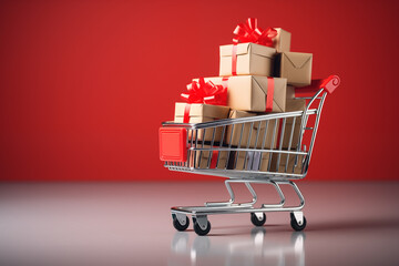 gift boxes in a trolley, Ideas about online shopping