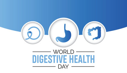 World Digestive Health Day observed every year in May 29. Template for background, banner, card, poster with text inscription.