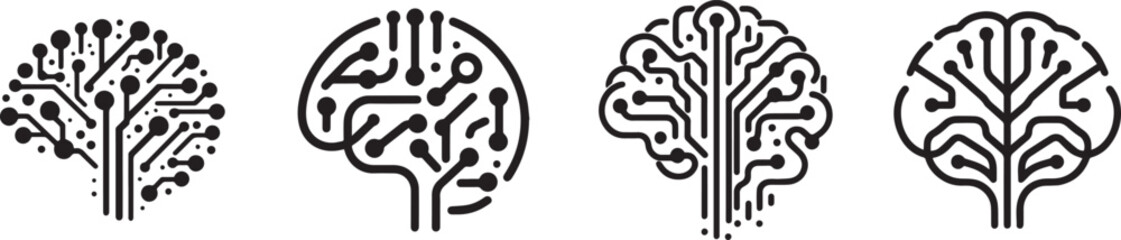 Abstract neural brain, a set of vector logos. For science, psychology, medical research, new technology development, Logo design template - obrazy, fototapety, plakaty