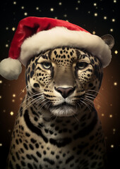 jaguar with Santa hat сreated with Generative Ai