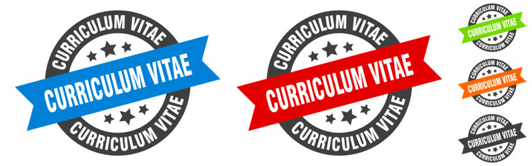 curriculum vitae stamp. curriculum vitae round ribbon sticker. tag - obrazy, fototapety, plakaty