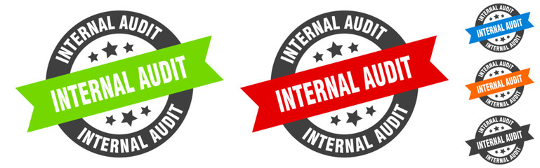 internal audit stamp. internal audit round ribbon sticker. tag