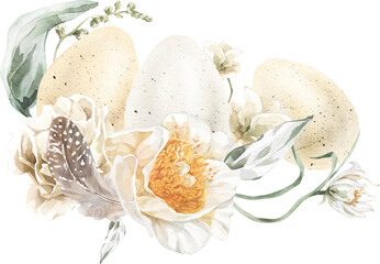 Watercolor Easter Floral Frame Set. Pastel Design Spring Elements