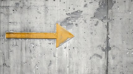 right yellow arrow sign on concrete wall
