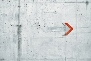 right arrow sign on concrete wall
