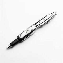 Fototapeta premium minimal design chrome pen on white back ground ar сreated with Generative Ai