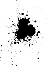 black ink dropped splash splatter on white background grunge graphic element