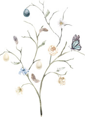 Watercolor Floral Bouquet Arch Frame. Pastel Wreath for Wedding Invitation Card