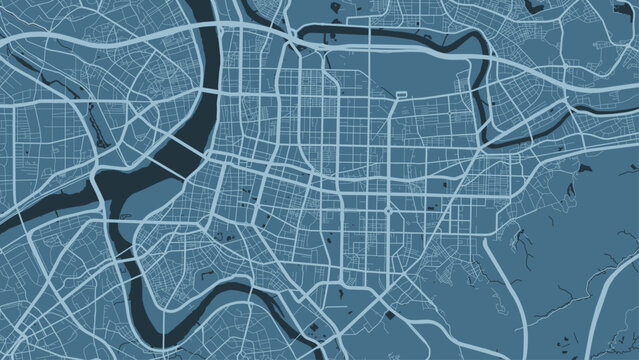 Blue Taipei map, city in Taiwan. Streetmap municipal area.