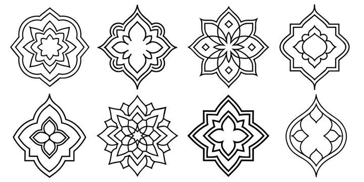 Vector collection of oriental ornaments for design of backgrounds, wallpapers, greeting cards