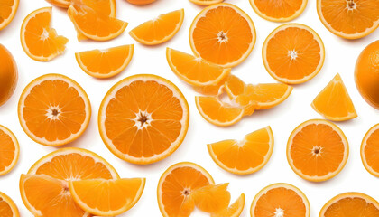 sliced orange fruit isolated on white background