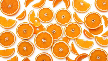 sliced orange fruit isolated on white background