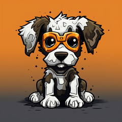 Fototapeta premium dog pixel art with eyes and ears, in the style of cartoon mis-en-scene сreated with Generative Ai