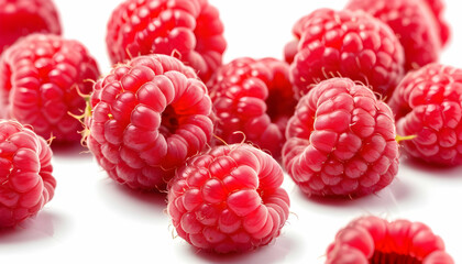 ripe raspberry isolated on white background