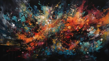 Fototapeta premium A dynamic abstract painting featuring a burst of colors suggesting movement and vibrancy, perfect for modern decor