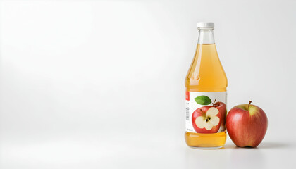 bottle of Apple juice on a white background