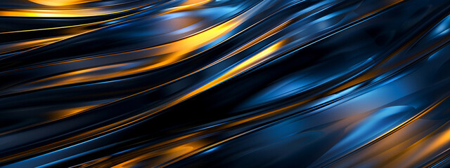 Abstract background with glowing wave. Modern blue, gold gradient flowing wave. - obrazy, fototapety, plakaty