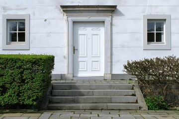 Fototapeta na wymiar white modern entrance door minimalist style. Generative Ai
