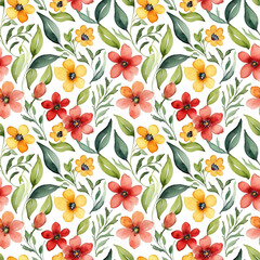 Seamless abstract watercolor natural floral pattern