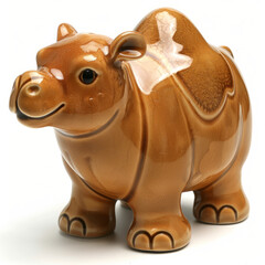 small cute camel ceramic doll on white background