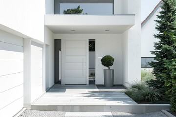 white modern entrance door minimalist style. Generative Ai