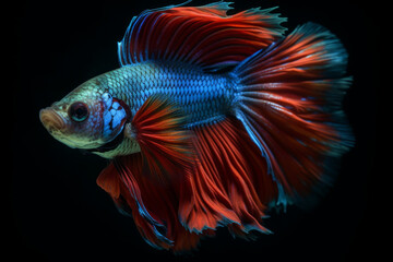 Fototapeta premium Vivacious, portrait, Betta Fish сreated with Generative Ai