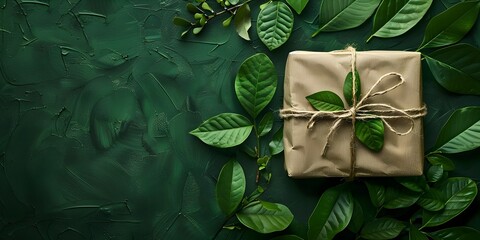 Eco-Friendly Packaging Solutions Wrapped in Lush Greenery with Copy Space for Branding and Marketing Purposes