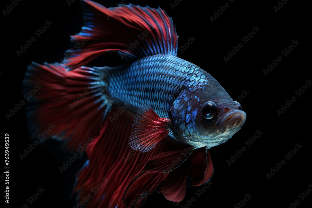 Wall mural Vivacious, portrait, Betta Fish сreated with Generative Ai