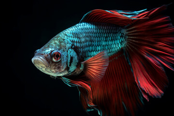 Fototapeta premium Vivacious, portrait, Betta Fish сreated with Generative Ai