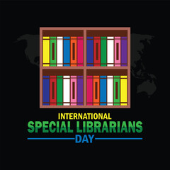 International Special Librarians Day wallpaper with shapes and typography. International Special Librarians Day, background