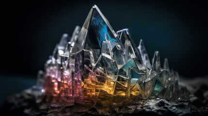 a crystal or mineral, with geometric patterns and colors that seem to hold hidden meanings and secrets сreated with Generative Ai