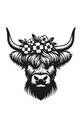Highland cow Head SVG, Highland cow Flowers, Highland cow Face, Highland cow Clipart, Cut file for Cricut, SVG PNG JPG